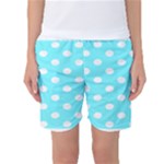 Polka Dots - White on Electric Blue Women s Basketball Shorts