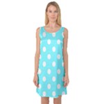 Polka Dots - White on Electric Blue Sleeveless Satin Nightdress
