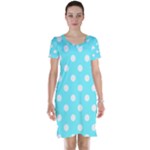 Polka Dots - White on Electric Blue Short Sleeve Nightdress