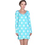 Polka Dots - White on Electric Blue Long Sleeve Nightdress