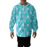 Polka Dots - White on Electric Blue Hooded Wind Breaker (Kids)
