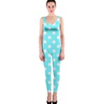 Polka Dots - White on Electric Blue OnePiece Catsuit