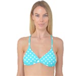 Polka Dots - White on Electric Blue Reversible Tri Bikini Top