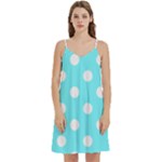 Polka Dots - White on Electric Blue Women s Reversible Sports Bra with Border