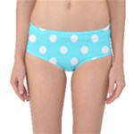 Polka Dots - White on Electric Blue Mid-Waist Bikini Bottoms