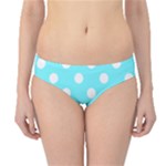 Polka Dots - White on Electric Blue Hipster Bikini Bottoms