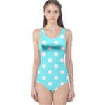 Polka Dots - White on Electric Blue One Piece Swimsuit
