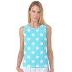 Polka Dots - White on Electric Blue Women s Basketball Tank Top