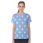 Polka Dots - White on Baby Blue Women s Cotton Tee