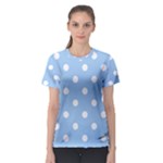 Polka Dots - White on Baby Blue Women s Sport Mesh Tee