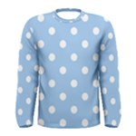 Polka Dots - White on Baby Blue Men s Long Sleeve T-shirt