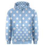 Polka Dots - White on Baby Blue Men s Zipper Hoodie