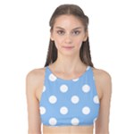 Polka Dots - White on Baby Blue Tank Bikini Top
