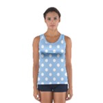 Polka Dots - White on Baby Blue Women s Sport Tank Top