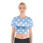 Polka Dots - White on Baby Blue Cotton Crop Top