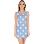 Polka Dots - White on Baby Blue Bodycon Dress