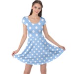Polka Dots - White on Baby Blue Cap Sleeve Dress
