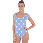 Polka Dots - White on Baby Blue Short Sleeve Leotard (Ladies)