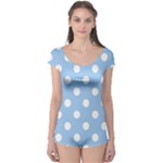Polka Dots - White on Baby Blue Boyleg Leotard (Ladies)