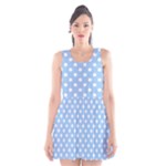 Polka Dots - White on Baby Blue Scoop Neck Skater Dress