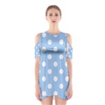Polka Dots - White on Baby Blue Women s Cutout Shoulder Dress