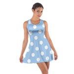Polka Dots - White on Baby Blue Cotton Racerback Dress