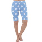 Polka Dots - White on Baby Blue Cropped Leggings