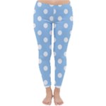 Polka Dots - White on Baby Blue Winter Leggings