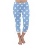 Polka Dots - White on Baby Blue Capri Winter Leggings