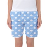 Polka Dots - White on Baby Blue Women s Basketball Shorts