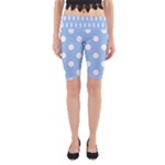 Polka Dots - White on Baby Blue Yoga Cropped Leggings