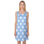 Polka Dots - White on Baby Blue Sleeveless Satin Nightdress