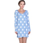Polka Dots - White on Baby Blue Long Sleeve Nightdress