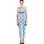 Polka Dots - White on Baby Blue OnePiece Catsuit