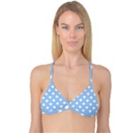 Polka Dots - White on Baby Blue Reversible Tri Bikini Top
