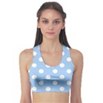Polka Dots - White on Baby Blue Women s Sports Bra