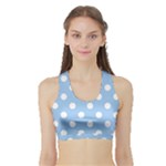 Polka Dots - White on Baby Blue Women s Sports Bra with Border