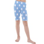Polka Dots - White on Baby Blue Kid s Mid Length Swim Shorts