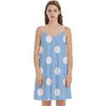 Polka Dots - White on Baby Blue Women s Reversible Sports Bra with Border