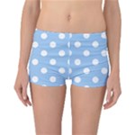 Polka Dots - White on Baby Blue Reversible Boyleg Bikini Bottoms