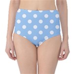 Polka Dots - White on Baby Blue High-Waist Bikini Bottoms