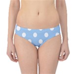 Polka Dots - White on Baby Blue Hipster Bikini Bottoms