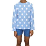 Polka Dots - White on Baby Blue Kid s Long Sleeve Swimwear