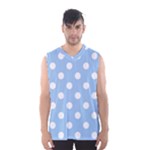 Polka Dots - White on Baby Blue Men s Basketball Tank Top