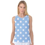 Polka Dots - White on Baby Blue Women s Basketball Tank Top
