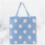Polka Dots - White on Baby Blue Grocery Tote Bag