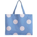 Polka Dots - White on Baby Blue Zipper Mini Tote Bag