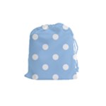 Polka Dots - White on Baby Blue Drawstring Pouch (M)