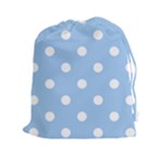 Polka Dots - White on Baby Blue Drawstring Pouch (XXl)