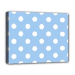 Polka Dots - White on Baby Blue Deluxe Canvas 20  x 16  (Stretched)